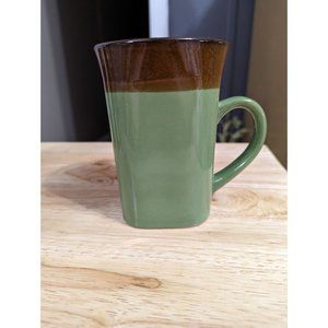 Royal Norfolk stoneware coffee tea mug green brown square bottom 5 in Replacemen